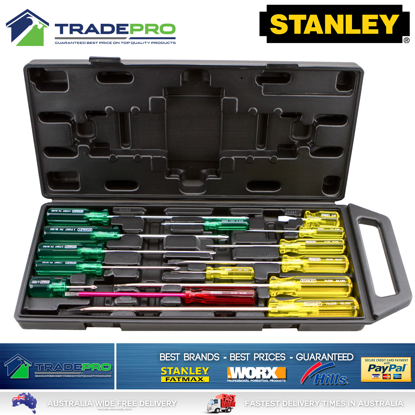 Stanley 14pce Screwdriver Set in Carry Case PRO 14pc Screw Driver Kit