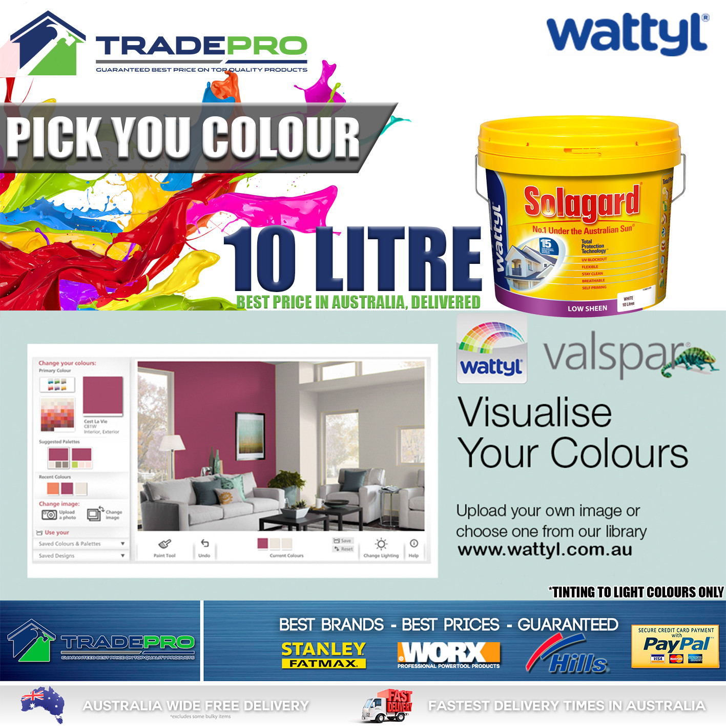 Paint White 10Ltr Wattyl SOLAGARD® Premium Low Sheen 10L