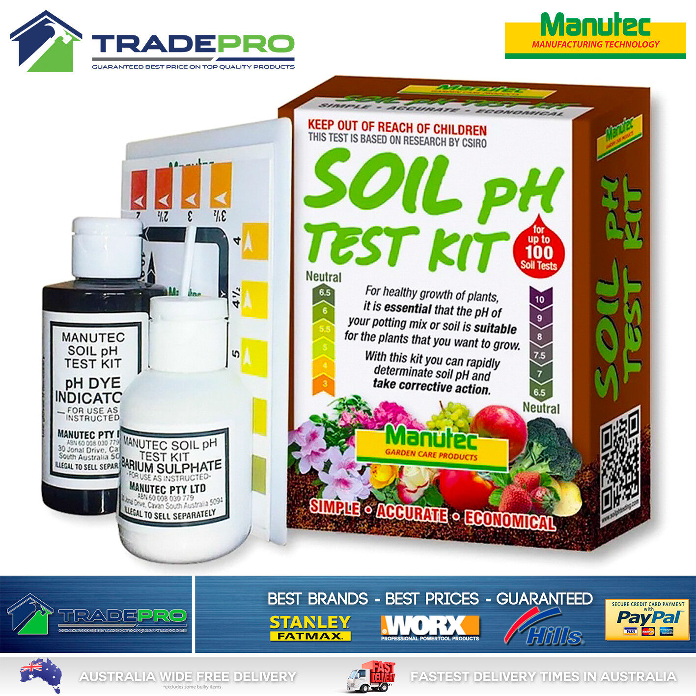 Ph Soil Test Kit Manutec Pro Quality Up To 100 Tests Garden Testing Tester Set 9312462100503 Ebay