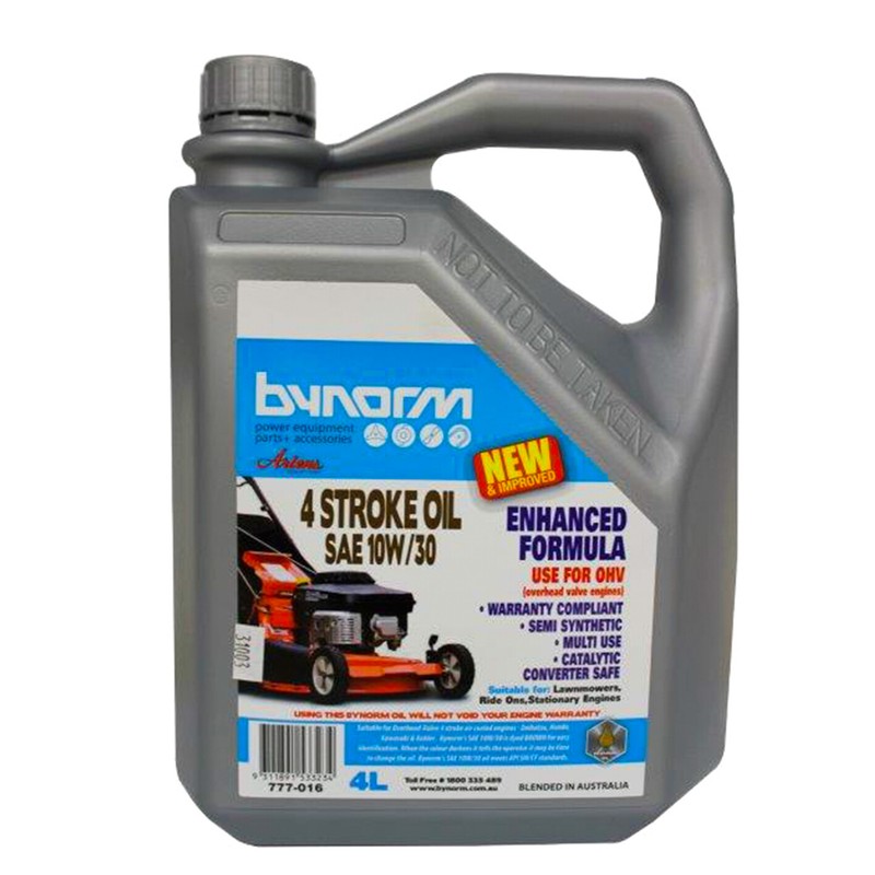 Lawnmower Oil 4Ltr SAE 10W/30 4 Stroke Bynorm Semi Synthetic Lawn Mower