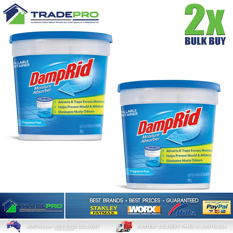 2x DampRid Moisture Absorber 300g Refillable Damp Rid NEW Model Mould