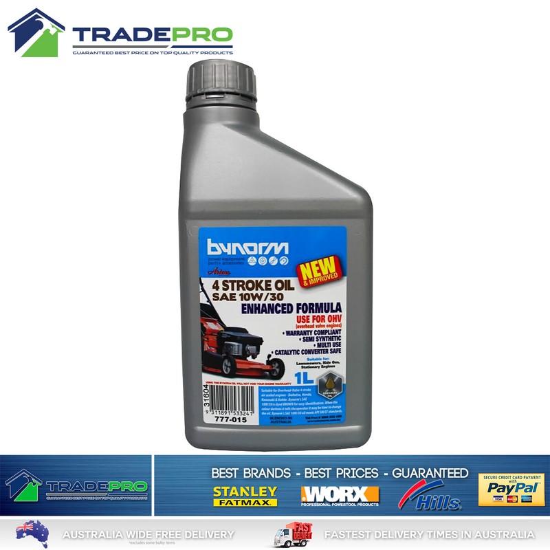 Lawnmower Oil 1Ltr SAE 10W/30 4 Stroke Bynorm Semi Synthetic Lawn Mower