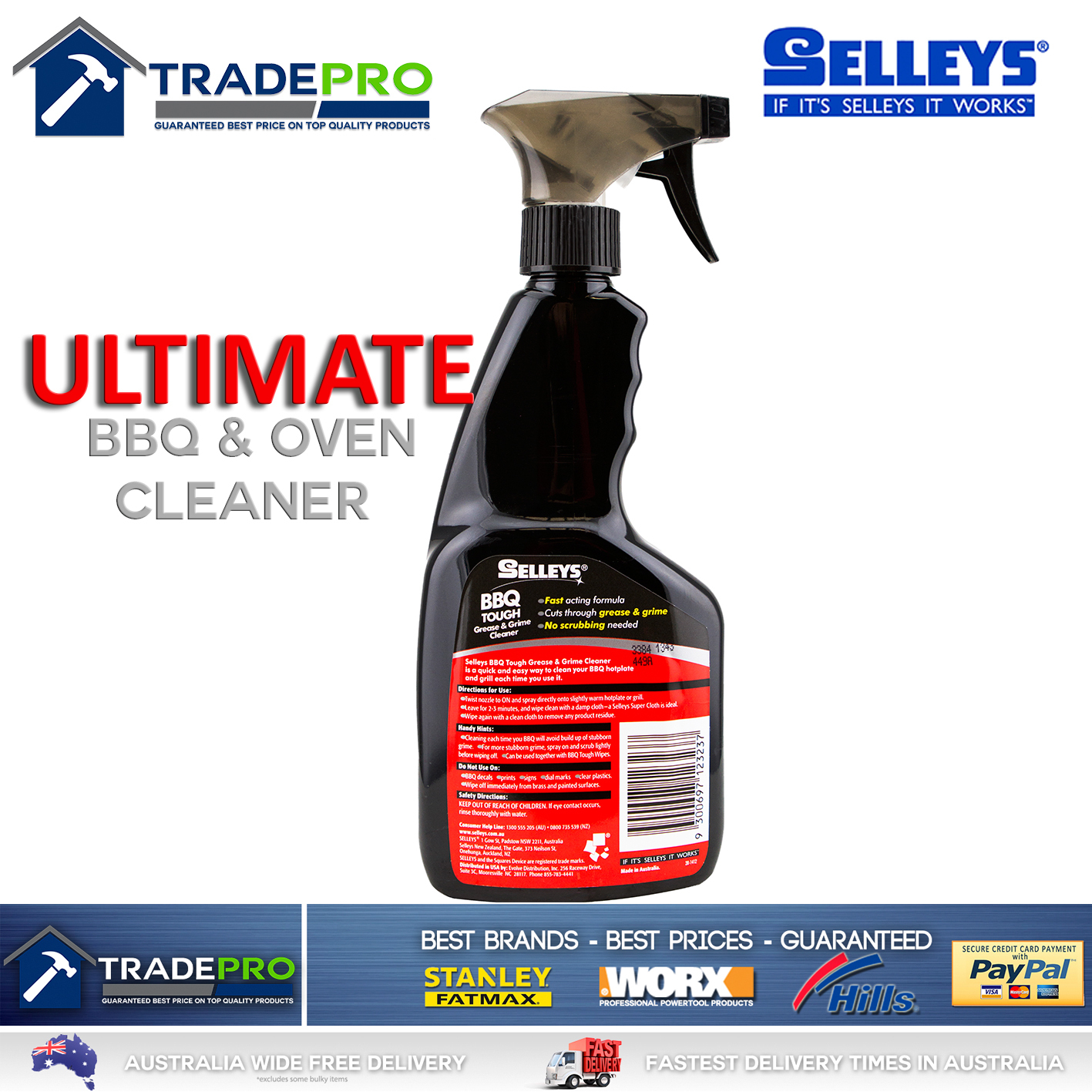 2x BBQ Cleaner Selleys Heavy Duty Tough Grease Grime Grill Safe Oven