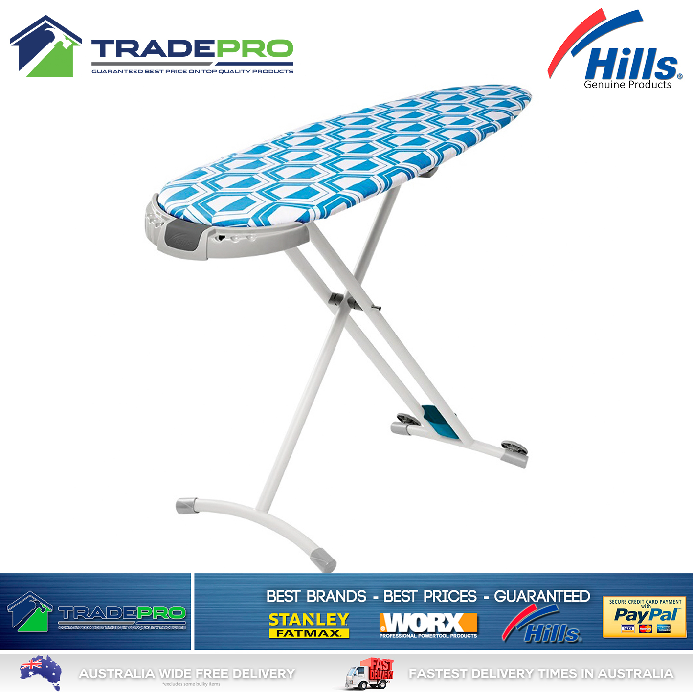 Hills® Ironing Board Large with Sliding Caddy Professional with Bonuses