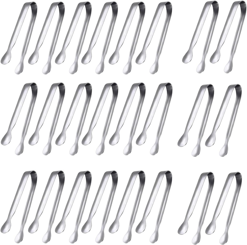 Food-Grade Stainless Steel Mini Serving Tongs, 4 Inch Small Kitchen Tongs, Servi