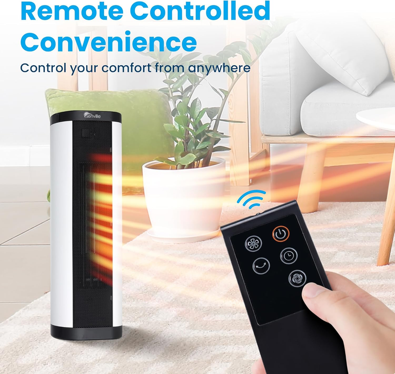 1500W Space Heater for Indoor Use, Electric, Ceramic, Remote, Digital Thermostat