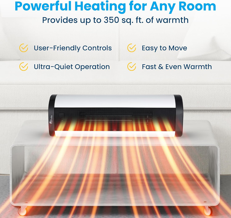 1500W Space Heater for Indoor Use, Electric, Ceramic, Remote, Digital Thermostat