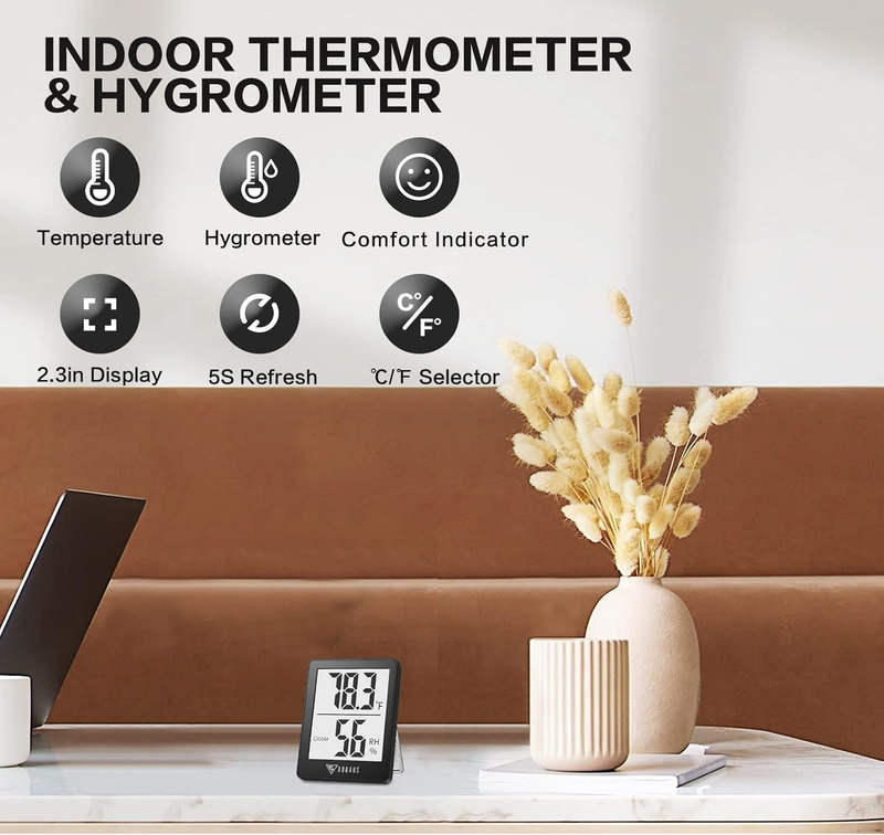 Digital Hygrometer Indoor Thermometer, Humidity Meters, Room Thermometer and Hum