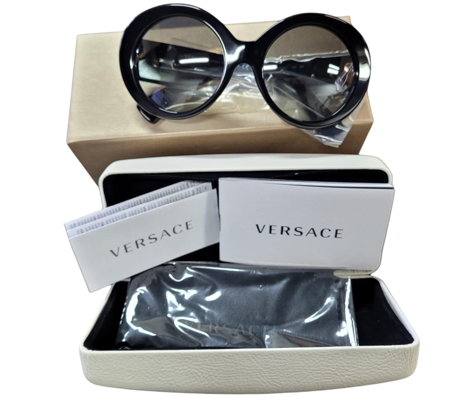 Pre-owned Versace Sunglasses For Women Black & Gold Color, One Size Fits All Model 4298 In Clear