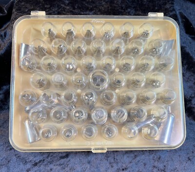Ateco & Wilton 52 Piece Cake Decorating Piping Tips Set Case Frosting Icing Lot