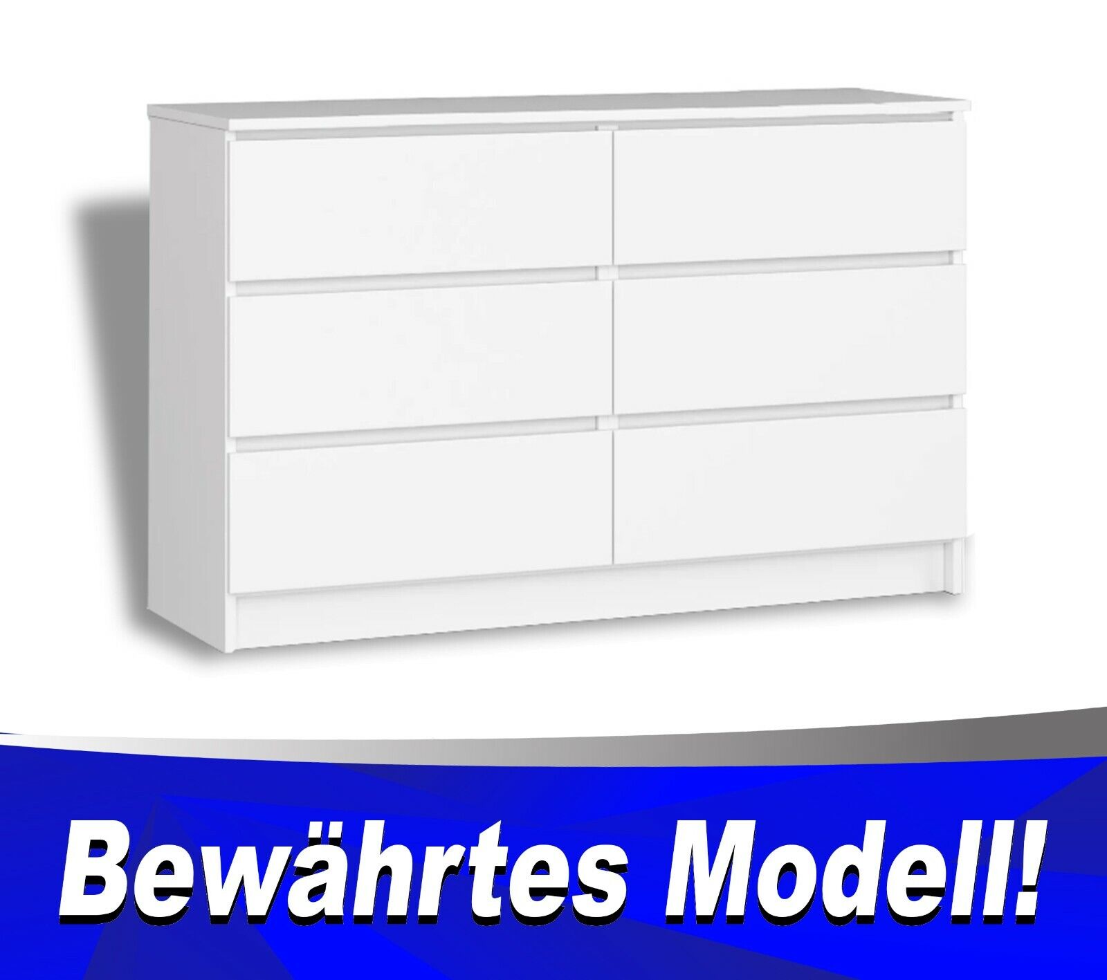Kommode mit 6 Schubladen weiß, Kommode für Büro, Schlafzimmer. Geprüftes Produkt