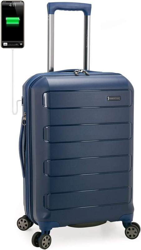 Pagosa Indestructible Hardshell Expandable Spinner Luggage, Navy, 22 Inch