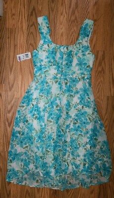 NWT women's connected apparel sleeveless layered floral dress zip up back size 6