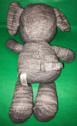 Spark Create Imagine Gray Elephant w/ Baby Rattle plush Knit Animal Sherpa 15”