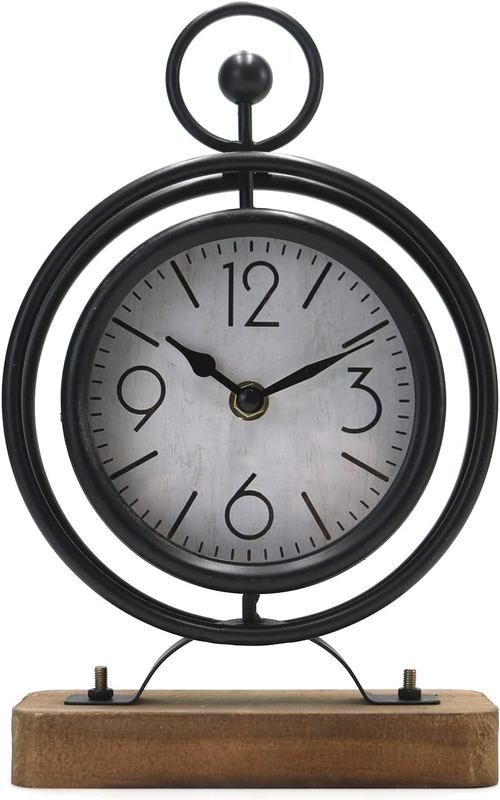 For Living Room Decor Vintage Desk Clock Small Black Table T
