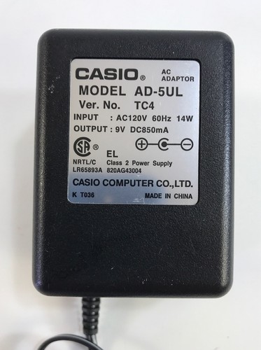 Genuine Casio AD-5UL 9V .85A Power Supply for Casio Keyboards