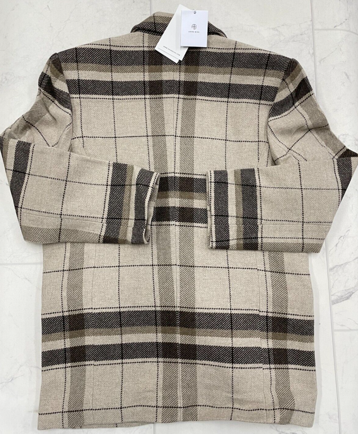 Pre-owned Anine Bing $399  Quinn Blazer In Khanki Plaid Size: Medium