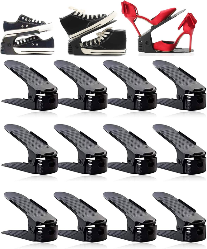12 Pack Shoe Slots Organizer Adjustable Double Layer Shoe St