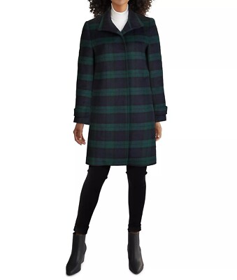 NWOT $400 Jones New York Green Single-Breasted Plaid Coat 16