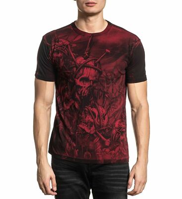 Xtreme Couture Affliction Men's T-Shirt HEADHUNTER Red Tattoo Biker S-5XL