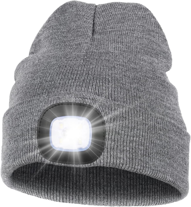 Gorro De Navidad Para Niños Con Luces LED – Recargable USB, 3 Niveles De Brillo, Tejido Suave