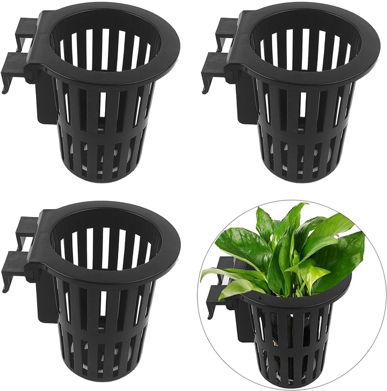 Pond Plant Baskets, Aquarium Plant Pots with Hook Aquatic Accessories for Indoor