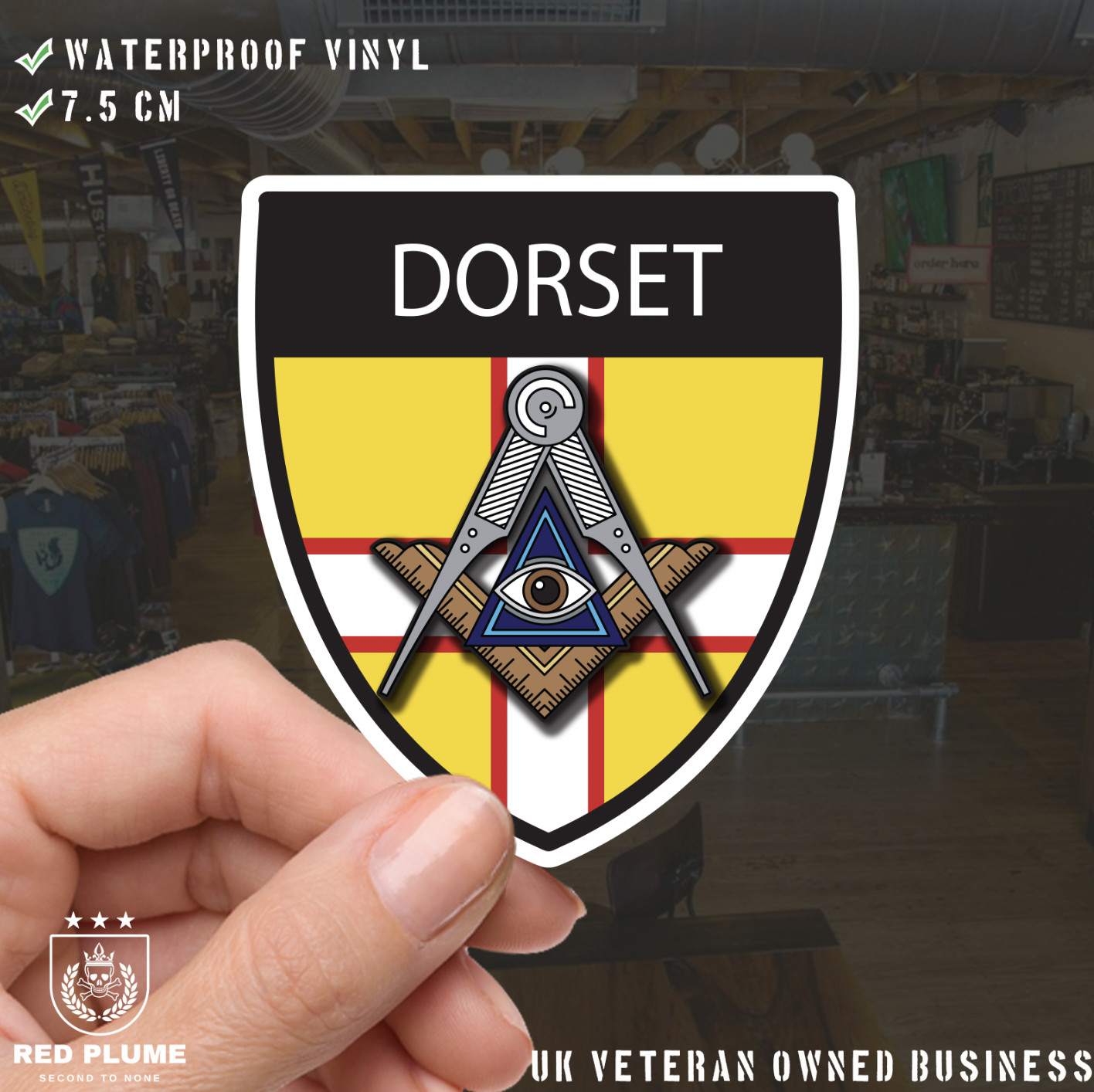 Dorset Masonic Shield Sticker - Picture 1 of 4