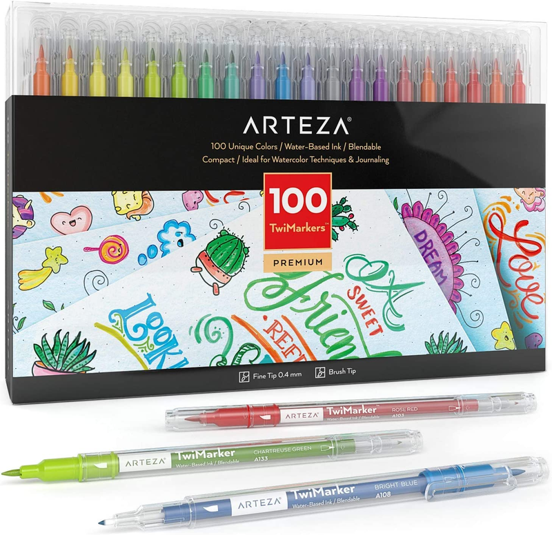 , Set Of 100, Art Markers With Fine And Brush Tips, Artist