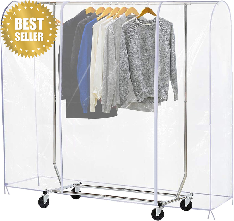 Clear Garment Rack Cover for Clothes Rack Cover with 2 Durable Zipper/Clothing W