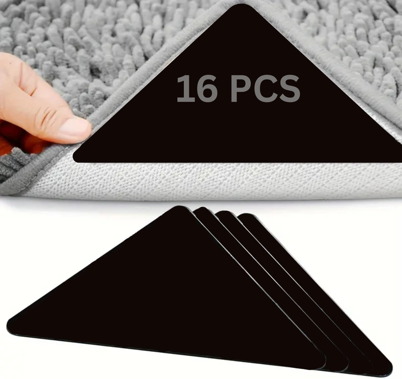 16 Pcs Rug Grippers, Double Sided anti Curling Non Slip Reusable Rug Pad, Washab