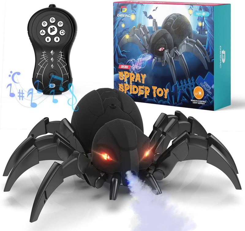 RC Robot Spider Remote Control Kids Toy with Spray and Lights Joke Prank Gifts