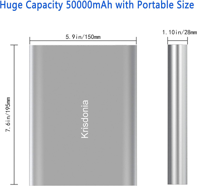 Krisdonia Portable Laptop Charger 185Wh/50000mAh Laptop Power Bank External Batt