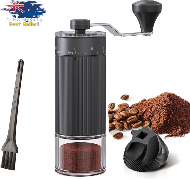 Portable Burr Coffee Grinder, 25G Capacity, Aluminum & Ceramic for Espresso Pres