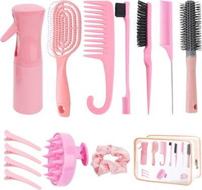 Hair Brush Set,14 Pcs Hair Brushes Hairdressing Tools,Includes Transparent Cosme