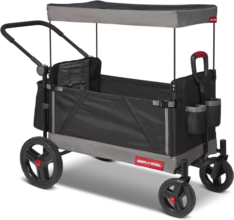 Radio Flyer Collapsible Folding Push and Pull Stroller Kids Wagon with Protectiv
