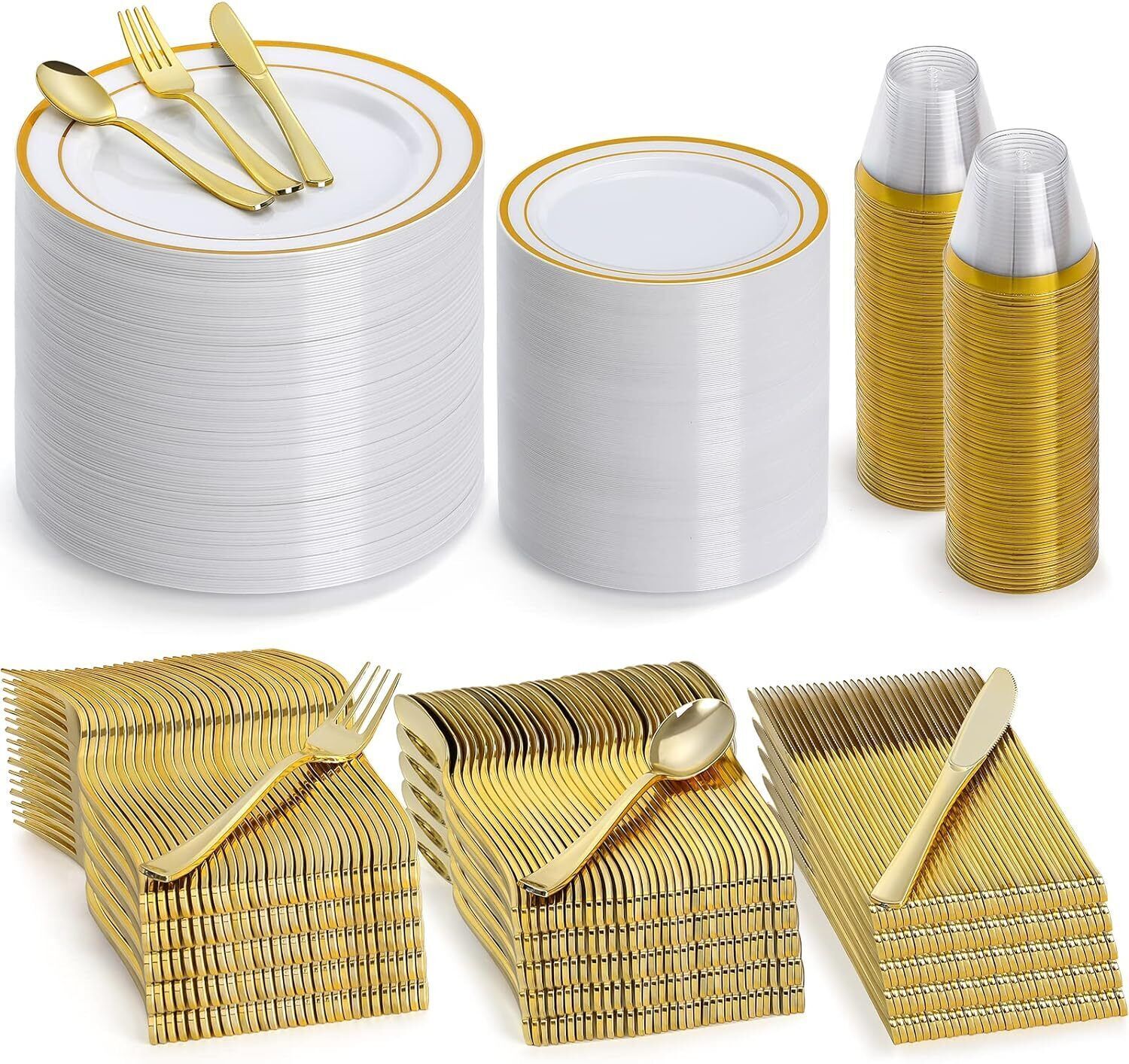 For 100 Guests 600 Pcs Of Gold Plastic Plates,no 100 B