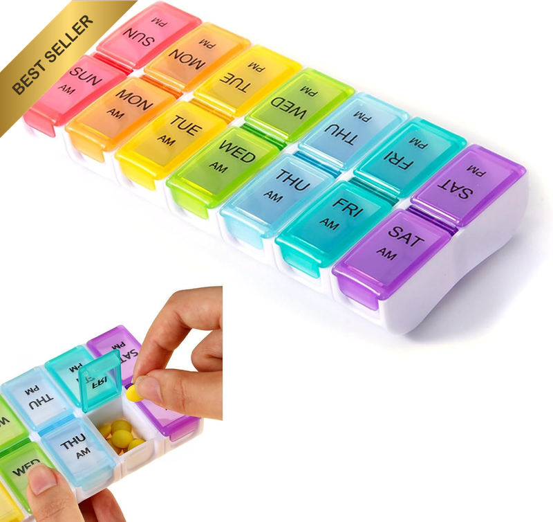 Pill Organizer with Removable Compartments for Doses, Travel-Friendly Case for V