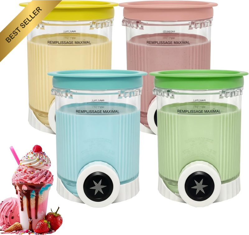 4 Pack Creami Swirl Pints and Lids Compatible with Ninja NC700 NC701 Series, Cre