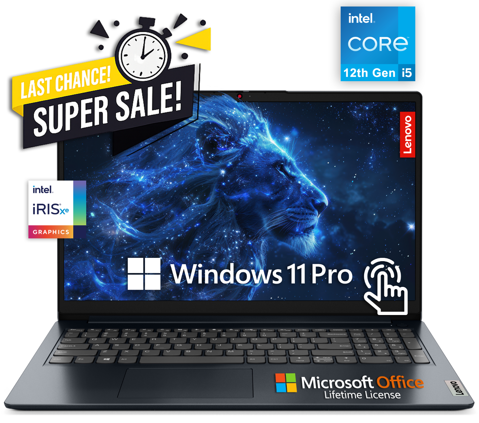 Lenovo IdeaPad Laptop 15.6 Touch Intel i5 Office 2024 24GB RAM 1TB