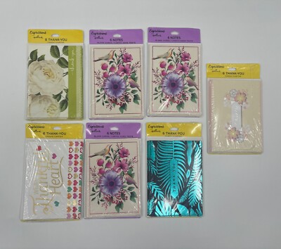 Expressions From Hallmark Note Cards Lot Of 7! Flowers, Birds & Blank -NEW