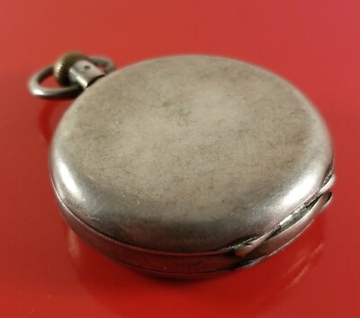 Vintage Silver Case Swiss Pocket Watch With Matching #'s 11780 Pin Set 50 mm Dia