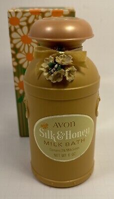 Vintage Avon Silk & Honey Milk Bath 1970 1/2 Full Plastic Bottle (C)