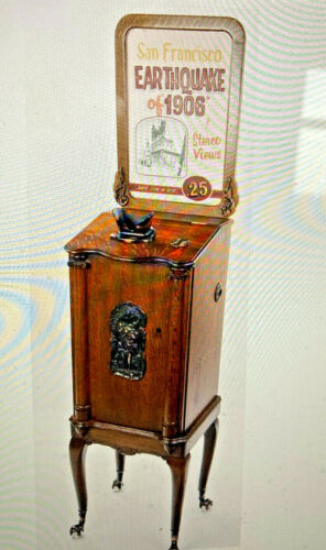 Antique Rosenfield 3D Coin Operated Arcade Photo Machine w/program Circa 1890