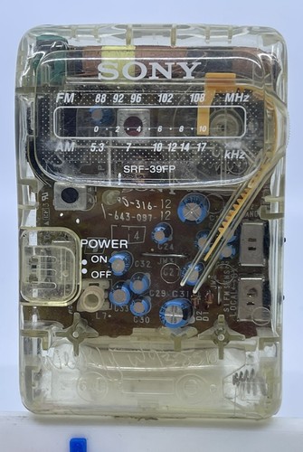 GBファイル1977-1992 Vintage 1992 Sony SRF-39FP Clear Prison AM/FM Radio Loose As