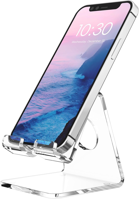 Acrylic Cell Phone Stand, Clear Phone Stand for Desk, Portable Phone Holder, Pho