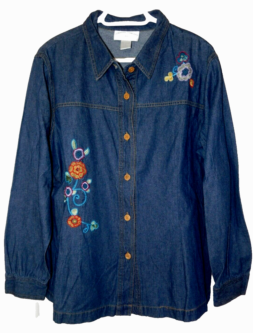 シャツ IONSEOUL Mini Flower Denim Short Sleeve Shirt JE1181 Country Concept Denim Shirt w Cute Floral Embroidery