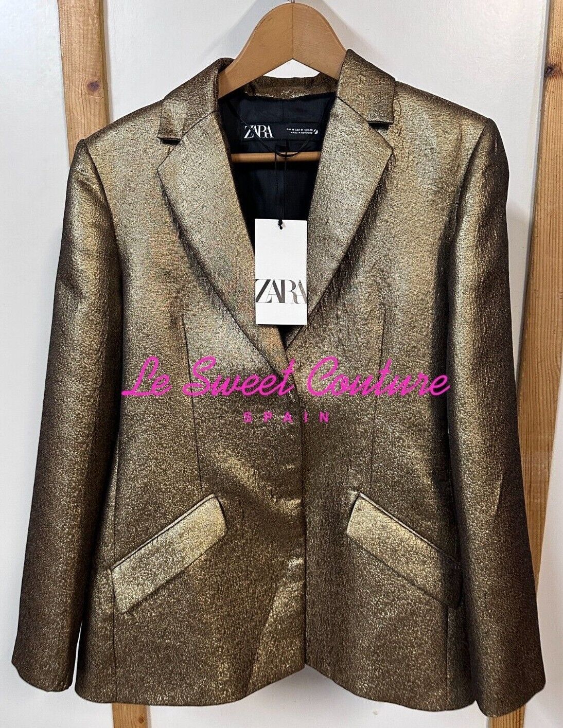 ZARA WOMAN NWT FW24 ZW COLLECTION METALLIC BLAZER Golden ZARA WOMAN NWT FW24 ZW COLLECTION METALLIC BLAZER Golden