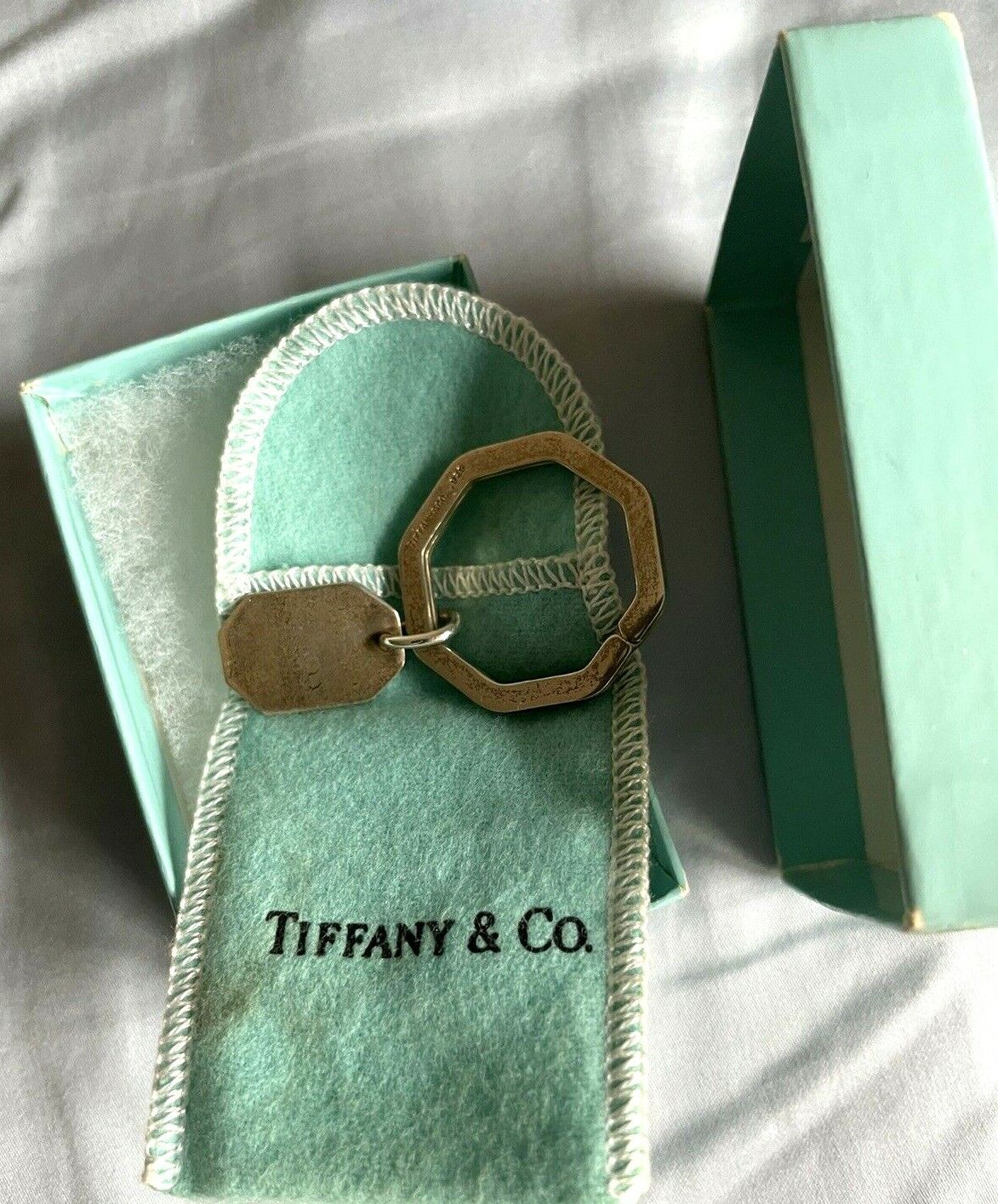 TIFFANY & CO STERLING SILVER.925 OCTAGON KEY RING wOCTAGON TIFFANY & CO STERLING SILVER.925 OCTAGON KEY RING wOCTAGON