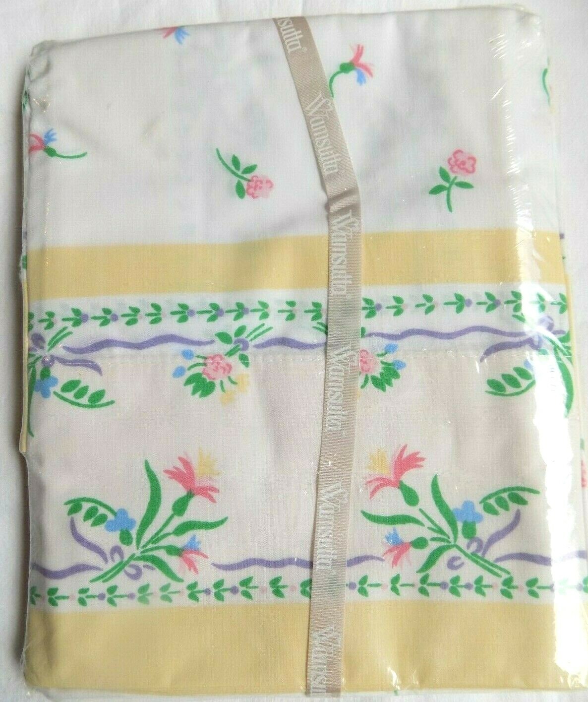 Vtg Wamsutta Percale 2 Standard Pillowcases Yellow Pink Floral Sealed in Pkg NEW