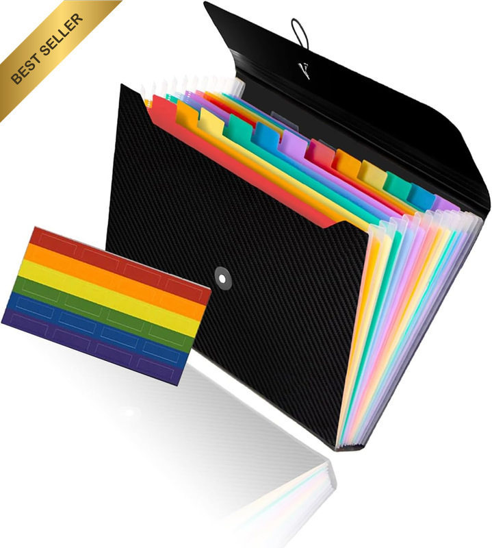 Accordian File Organizer Expanding File Folder, 13 Pockets A4 Letter Size Docume